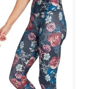 New blue floral high rise ankle leggings